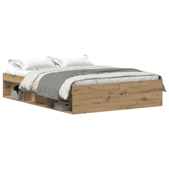 Bedframe Zonder Matras Spaanplaat Artisanaal Eikenkleurig 135 x 190 cm