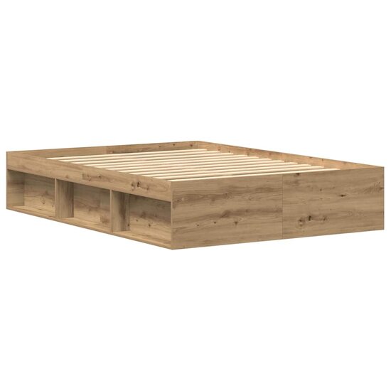Bedframe Zonder Matras Spaanplaat Artisanaal Eikenkleurig 135 x 190 cm