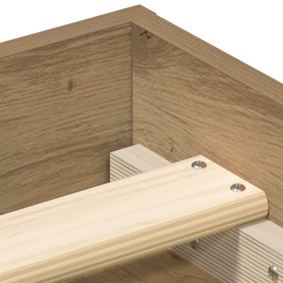 Bedframe Zonder Matras Spaanplaat Artisanaal Eikenkleurig 135 x 190 cm