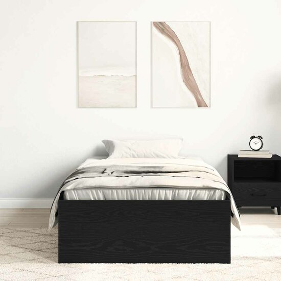 Bedframe zonder matras 90x200 cm spaanplaat zwart eikenkleurig