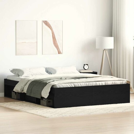 Bedframe zonder matras 160x200 cm bewerkt hout zwart eikenkleur