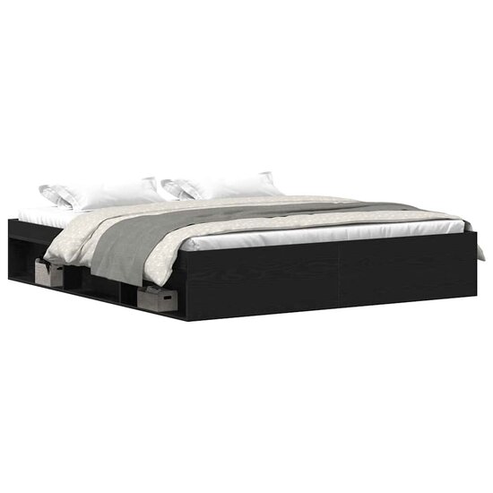 Bedframe zonder matras 200x200 cm bewerkt hout zwart eikenkleur