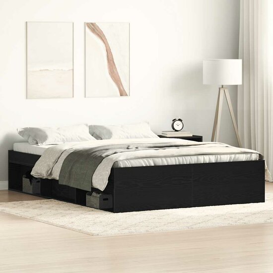 Bedframe zonder matras 135x190 cm bewerkt hout zwart eikenkleur