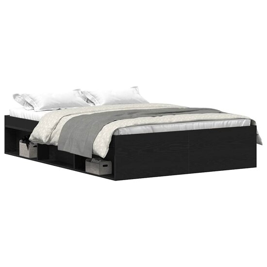 Bedframe zonder matras 135x190 cm bewerkt hout zwart eikenkleur