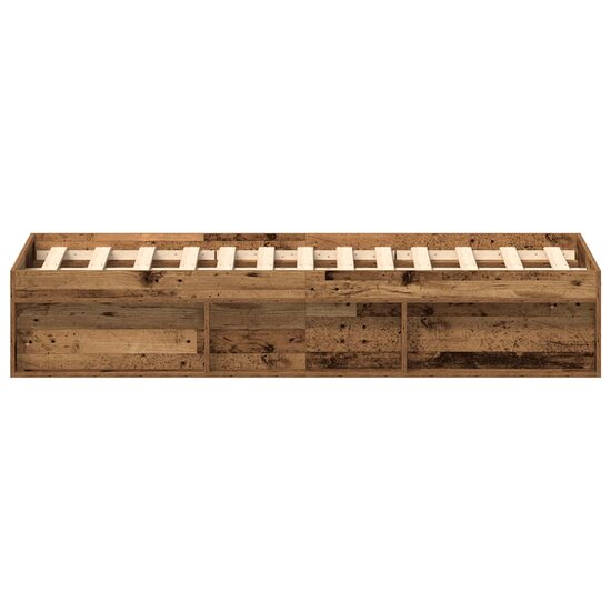 Bedframe zonder matras bewerkt 135x190 cm bewerkt hout oud