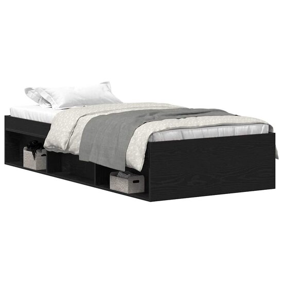 Bedframe Zonder Matras Spaanplaat Kleurig Zwart Eiken 90 x 190 cm