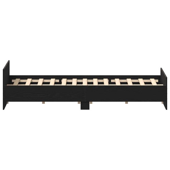 Bedframe Zonder Matras Bewerkt Hout Kleur Zwart Eiken 140 x 200 cm