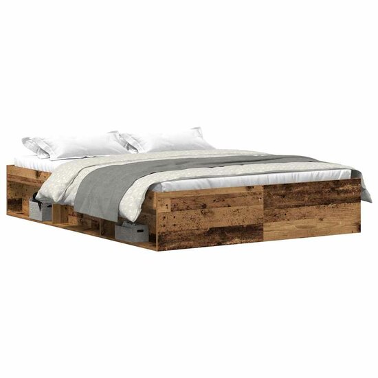 Bedframe Zonder Matras Bewerkt Hout Oud Hout 150 x 200 cm