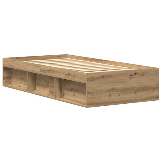 Bedframe Zonder Matras Spaanplaat Ambachtelijk Artisanaal Eikenkleurig 75 x 190 cm