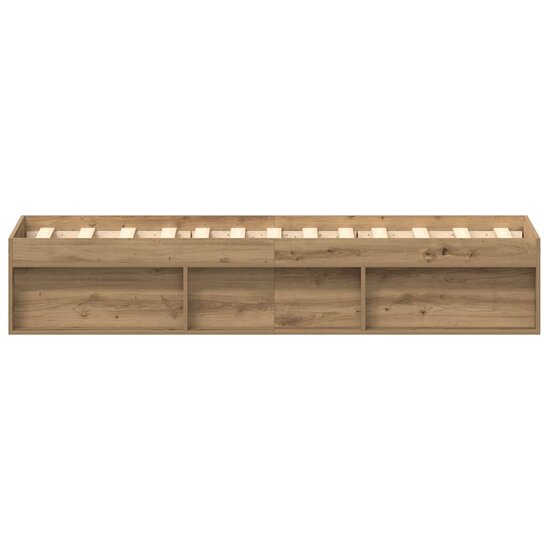 Bedframe Zonder Matras Spaanplaat Ambachtelijk Artisanaal Eikenkleurig 75 x 190 cm