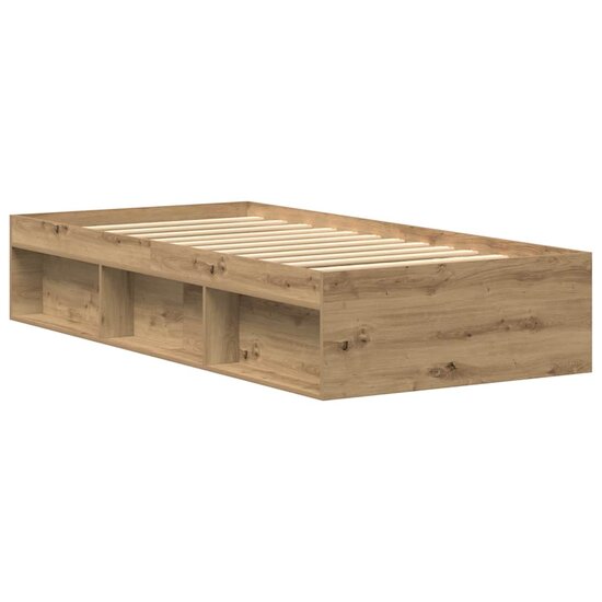 Bedframe Zonder Matras Spaanplaat Ambachtelijk Artisanaal Eikenkleurig 75 x 190 cm
