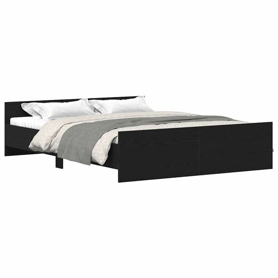 Bedframe Zonder Matras Bewerkt Hout Kleur Zwart Eiken 160 x 200 cm