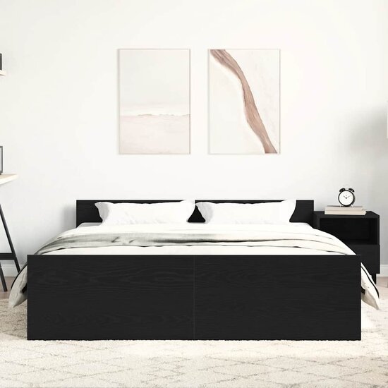Bedframe Zonder Matras Bewerkt Hout Kleur Zwart Eiken 160 x 200 cm