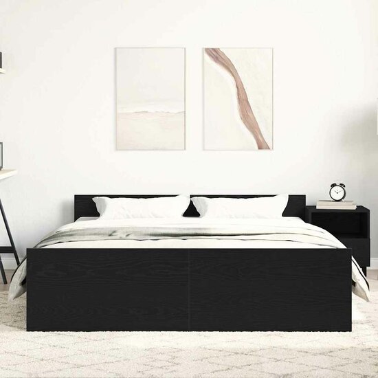 Bedframe zonder matras 150x200 cm bewerkt hout zwart eikenkleur