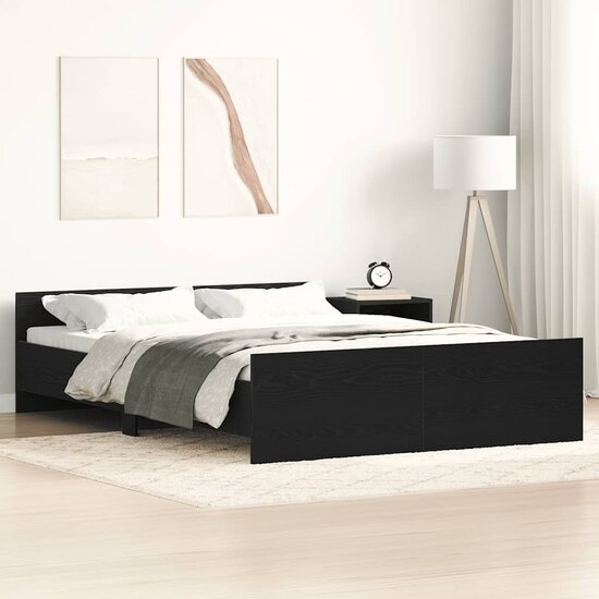 Bedframe Zonder Matras Bewerkt Hout Kleur Zwart Eiken 120 x 200 cm