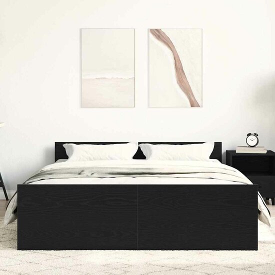Bedframe Zonder Matras Bewerkt Hout Kleur Zwart Eiken 120 x 200 cm