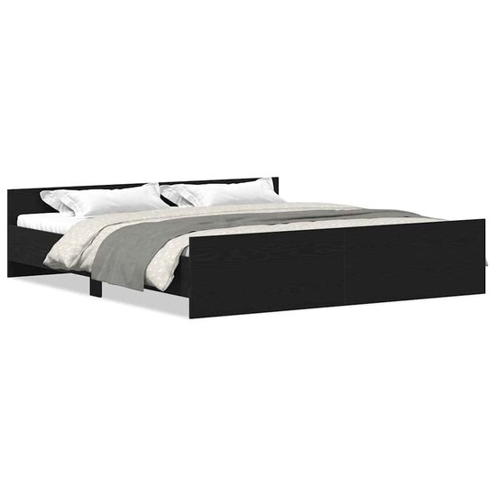 Bedframe Zonder Matras Bewerkt Hout Kleur Zwart Eiken 200 x 200 cm