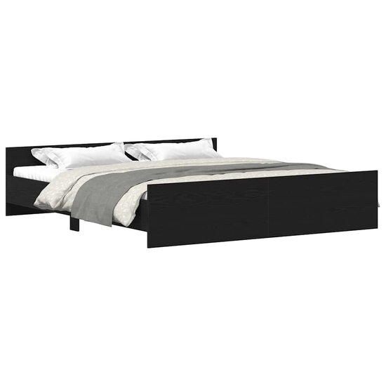 Bedframe Zonder Matras Bewerkt Hout Kleur Zwart Eiken 200 x 200 cm