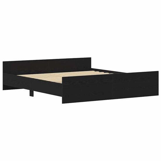 Bedframe Zonder Matras Bewerkt Hout Kleur Zwart Eiken 200 x 200 cm
