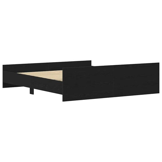 Bedframe Zonder Matras Bewerkt Hout Kleur Zwart Eiken 200 x 200 cm