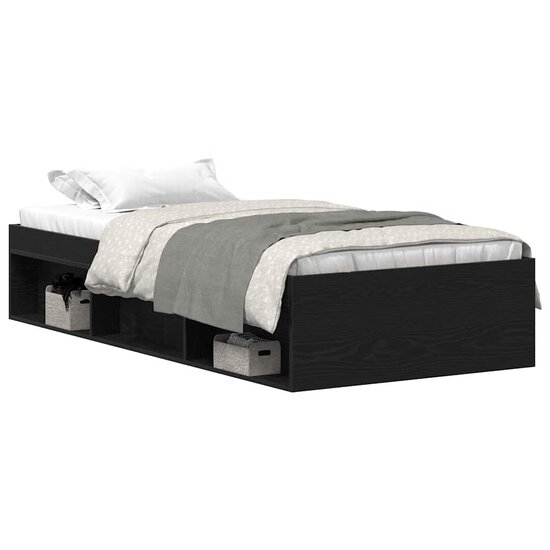 Bedframe Zonder Matras Spaanplaat Kleurig Zwart Eiken 100 x 200 cm