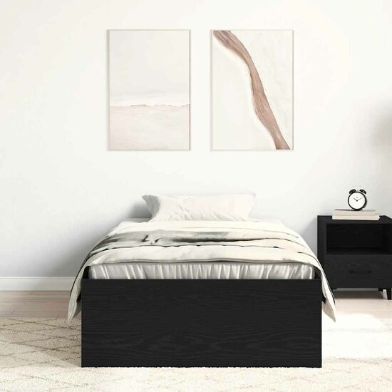 Bedframe Zonder Matras Spaanplaat Kleurig Zwart Eiken 100 x 200 cm