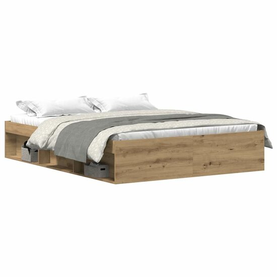 Bedframe Zonder Matras Spaanplaat Artisanaal Eikenkleurig 150 x 200 cm