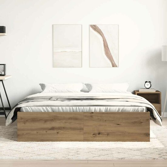 Bedframe Zonder Matras Spaanplaat Artisanaal Eikenkleurig 150 x 200 cm