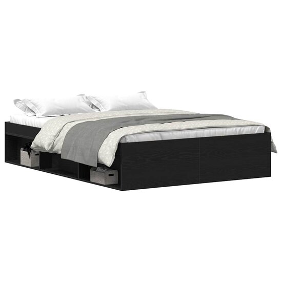 Bedframe Zonder Matras Bewerkt Hout Kleur Zwart Eiken 120 x 200 cm