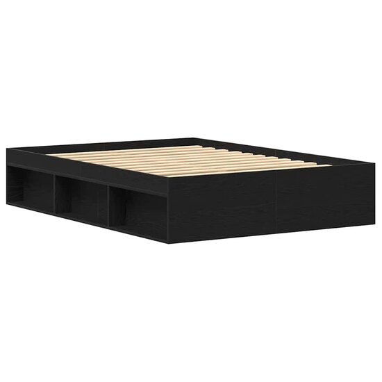 Bedframe Zonder Matras Bewerkt Hout Kleur Zwart Eiken 120 x 200 cm