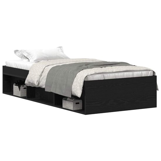 Bedframe Zonder Matras Spaanplaat Kleurig Zwart Eiken 75 x 190 cm