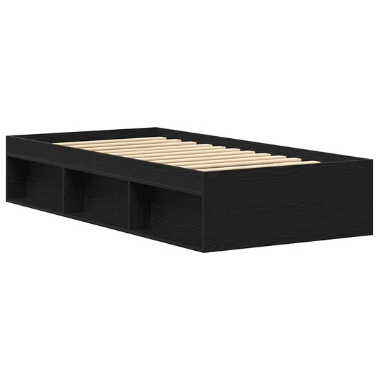 Bedframe Zonder Matras Spaanplaat Kleurig Zwart Eiken 75 x 190 cm