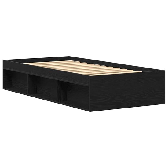 Bedframe Zonder Matras Spaanplaat Kleurig Zwart Eiken 75 x 190 cm