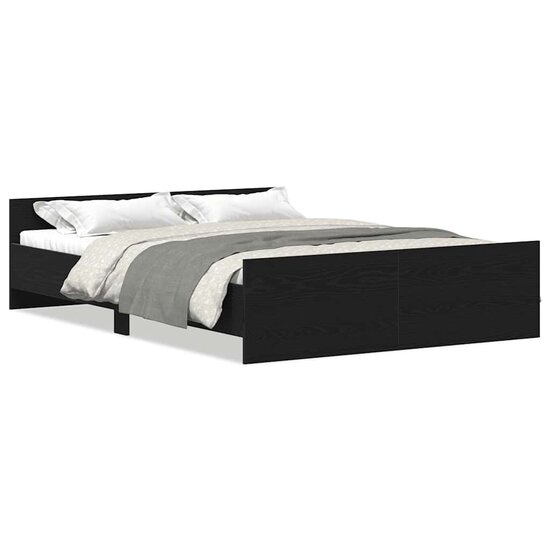 Bedframe Zonder Matras Bewerkt Hout Kleur Zwart Eiken 140 x 190 cm