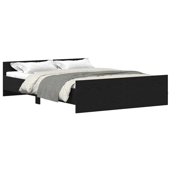 Bedframe Zonder Matras Bewerkt Hout Kleur Zwart Eiken 140 x 190 cm