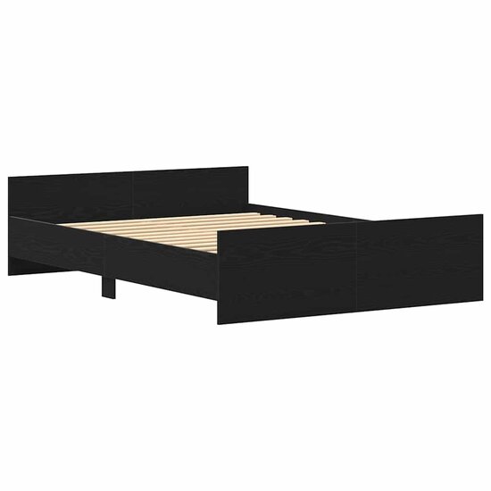 Bedframe Zonder Matras Bewerkt Hout Kleur Zwart Eiken 140 x 190 cm