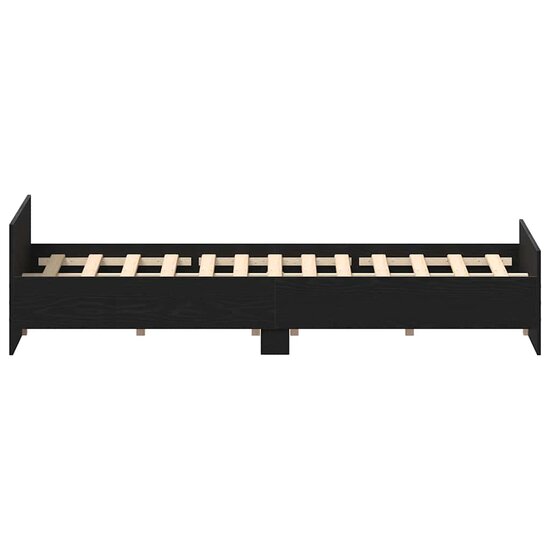 Bedframe Zonder Matras Bewerkt Hout Kleur Zwart Eiken 140 x 190 cm