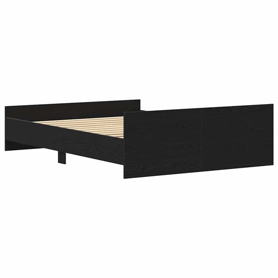 Bedframe Zonder Matras Bewerkt Hout Kleur Zwart Eiken 140 x 190 cm