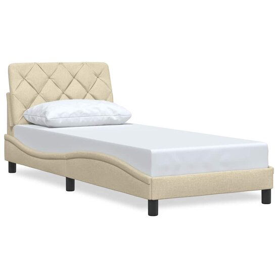 Bedframe Zonder Matras Stof Kleurig 90 x 190 cm Cr&egrave;me