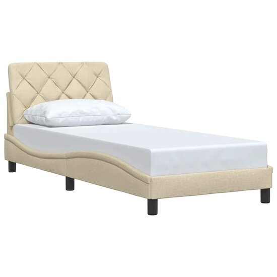 Bedframe Zonder Matras Stof Kleurig 90 x 190 cm Cr&egrave;me