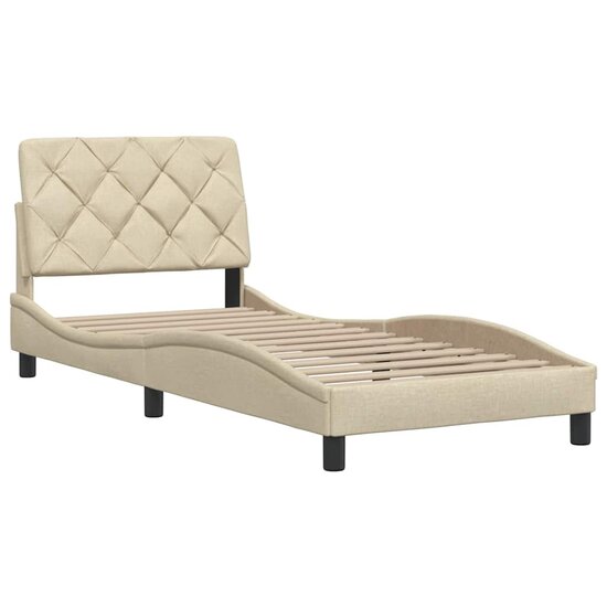 Bedframe Zonder Matras Stof Kleurig 90 x 190 cm Cr&egrave;me