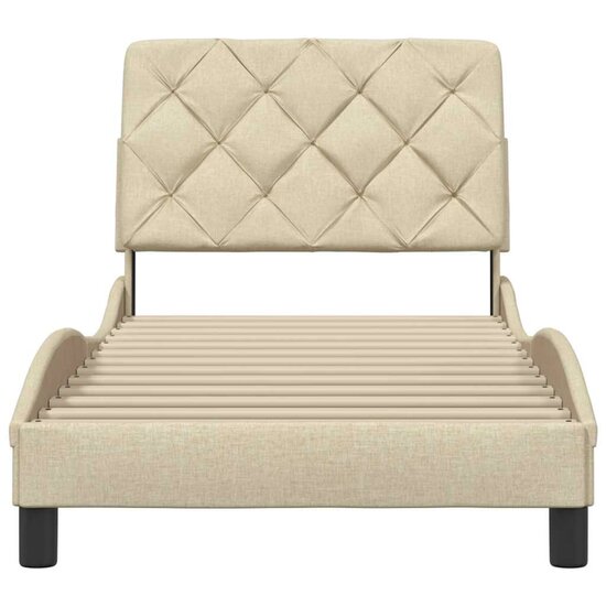 Bedframe Zonder Matras Stof Kleurig 90 x 190 cm Cr&egrave;me