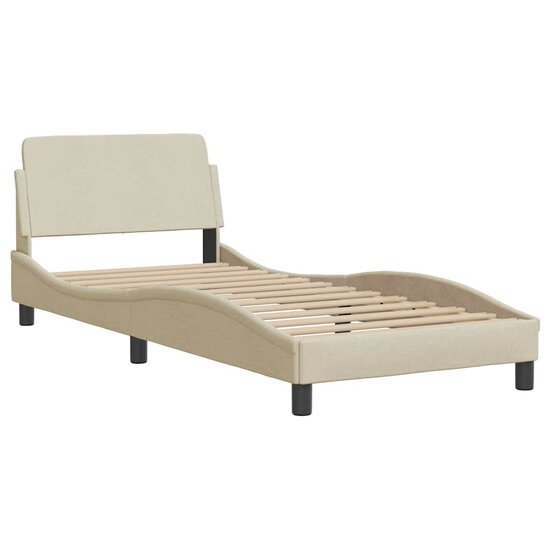 Bedframe Zonder Matras Stof Kleurig 90 x 190 cm Cr&egrave;me
