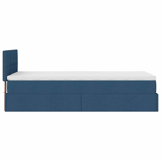 Ottoman Bed Met Matras 80X200Cm Stof 80 x 200 cm Blauw