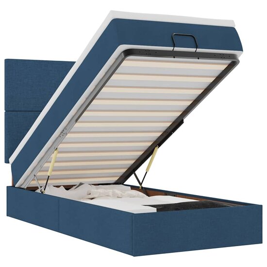 Ottoman Bed Met Matras En Led&#039;s 80X200Cm Stof 80 x 200 cm Blauw