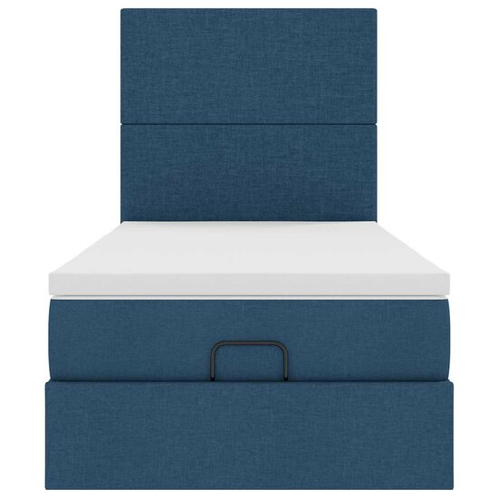 Ottoman Bed Met Matras En Led&#039;s 80X200Cm Stof 80 x 200 cm Blauw
