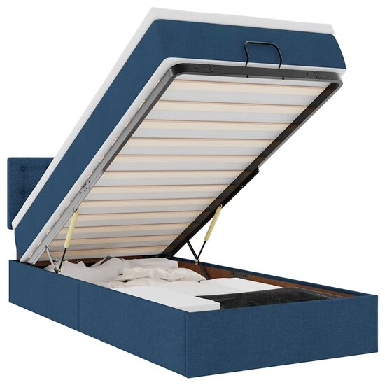 Ottoman Bed Met Matras 80X200Cm Stof 80 x 200 cm Blauw