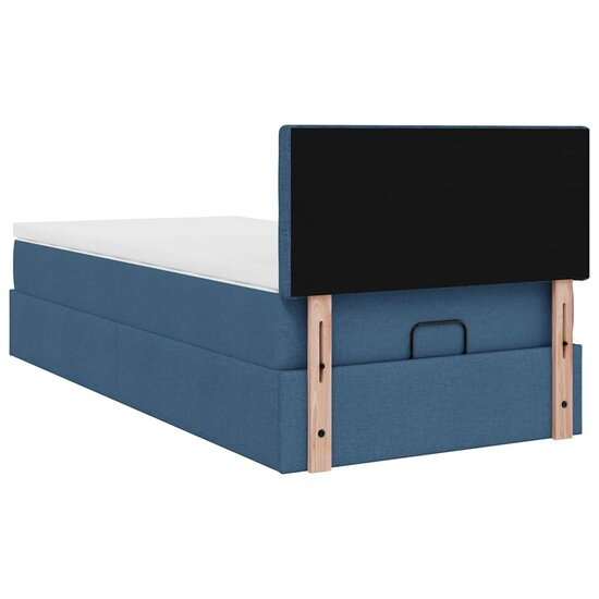 Ottoman Bed Met Matras 80X200Cm Stof 80 x 200 cm Blauw