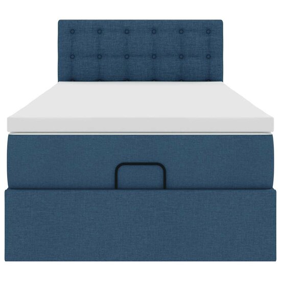 Ottoman Bed Met Matras En Led&#039;s 80X200Cm Stof 80 x 200 cm Blauw