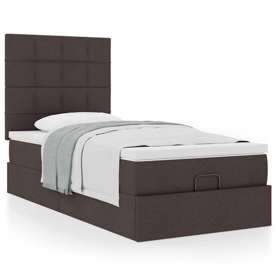 Ottoman Bed Met Matras 80X200Cm Stof 80 x 200 cm Donkerbruin